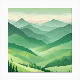 Misty mountains background in green tone 52 Canvas Print