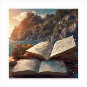 Book On A Table Canvas Print