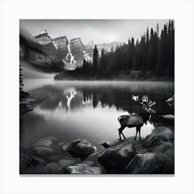 Deer By The Lake 1 Canvas Print