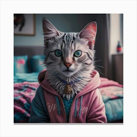 Cat In Hoodie Canvas Print