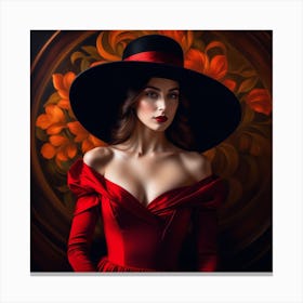 Beautiful Woman In Red Dress 12 Canvas Print