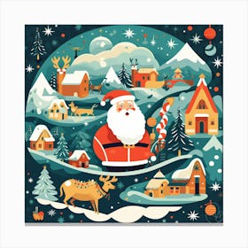 Santa Claus And Village Canvas Print