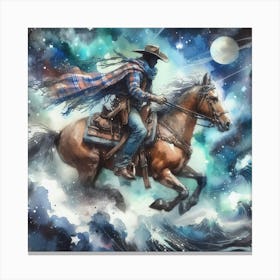 Cowboy On Horseback 4 Canvas Print