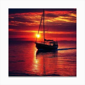 Sailboat At Sunset 32 Canvas Print