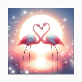 Flamingos In Love Canvas Print