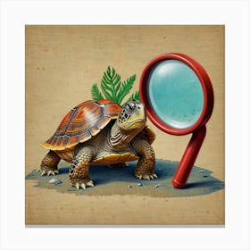 Turtle With A Magnifying Glass Canvas Print