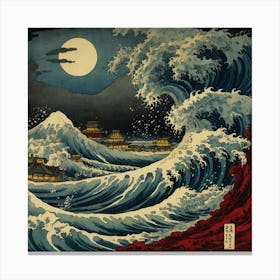 Default Katsushika Hokusais Japanese Depiction Of A Very Turbu 0 ١ Canvas Print