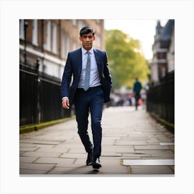 Man In A Suit Walking Down A Street Canvas Print