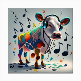 Cow With Music Notes 5 Canvas Print