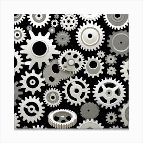 Gears On A Black Background 9 Canvas Print