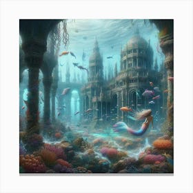 Mermaid In The Sea paintings art print Canvas Print