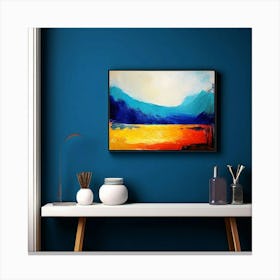 Mock Up Canvas Framed Art Gallery Wall Mounted Textured Print Abstract Landscape Portrait (5) Canvas Print