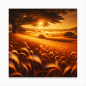 Sunset In A Wheat Field 3 Canvas Print