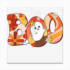 Hey Boo Retro Halloween Ghost Lover Funny Canvas Print