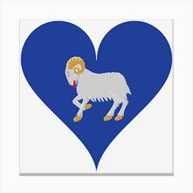 Faroe Islands Sheep S Islands Love Heart Coat Of Arms Heart Shaped Canvas Print