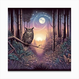 Owl In The Forest 9 Canvas Print