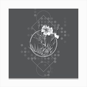 Vintage Mexican Marigold Botanical with Line Motif and Dot Pattern in Ghost Gray Canvas Print