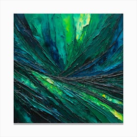 Abstract Painting Green and Blue Color 6 Canvas Print