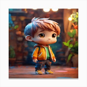 Little Boy Standing In A Room Canvas Print