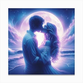 Lovers kissing Canvas Print