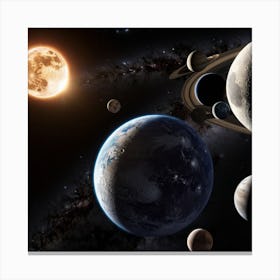 Planets In Space Canvas Print