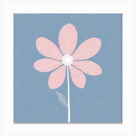 A White And Pink Flower In Minimalist Style Square Composition 346 Canvas Print