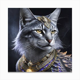 Firefly A Beautiful, Cool, Handsome Silver And Cream Majestic Masculine Main Cat Blended With A Japa (7) Canvas Print