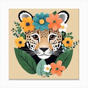 Floral Baby Cheetah Nursery Illustration (26) Canvas Print