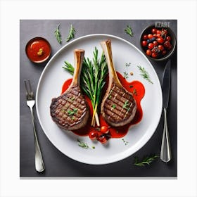 Steak On A Plate 4 Canvas Print