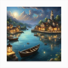 Night In The Village Canvas Print