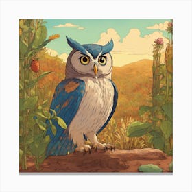 Owl In The Field 1 Canvas Print