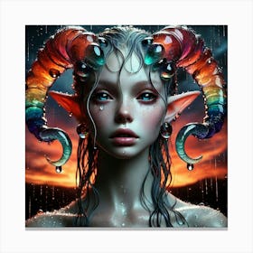 Elven Girl With Horns 11 Canvas Print