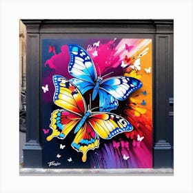 Butterflies On A Wall Canvas Print