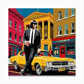 Pulp Fiction and yellow car Canvas Print