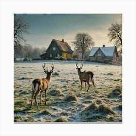 Two Deer In A Field Canvas Print