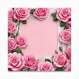 Pink Roses Frame 13 Canvas Print