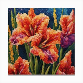 Pointillist on wood "Flower of Gladioli" Canvas Print