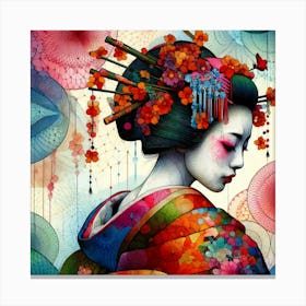 Japan Traditional Geisha Illustration By Ad 24 Canvas Print