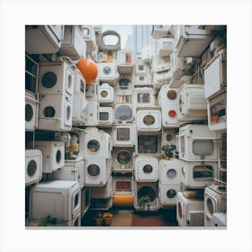 Laundry Room Full Of Washing Machines Canvas Print