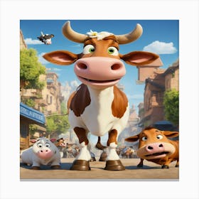 Cows In The City Canvas Print