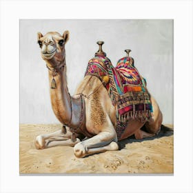 Realistic Decorated Camel With Colorful Saddle 2 Canvas Print