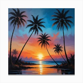 Sunset Palm Trees 2 Canvas Print