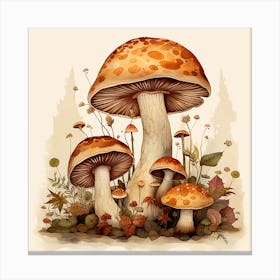 Mushrooms In The Forest 2 Canvas Print