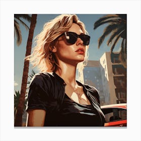 Grand theft auto A Miami Scarlett Johansson Wearing Sunglasses Canvas Print