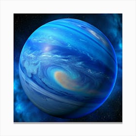 Blue Gas Giant Planet With Swirling Clouds Canvas Print