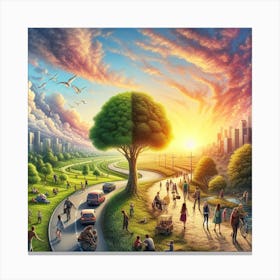 Tree In The City Canvas Print