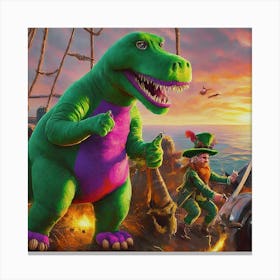 Pirates And Dinosaurs 1 Canvas Print