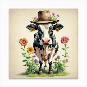 Cow In Hat 4 Canvas Print