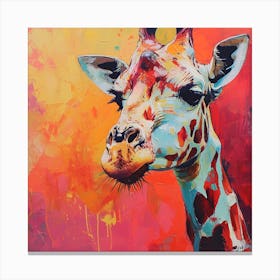 Warm Impasto Portrait Of A Giraffe 1 Canvas Print