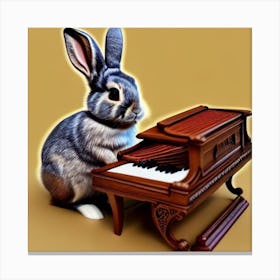 Bunny Playing Piano Canvas Print